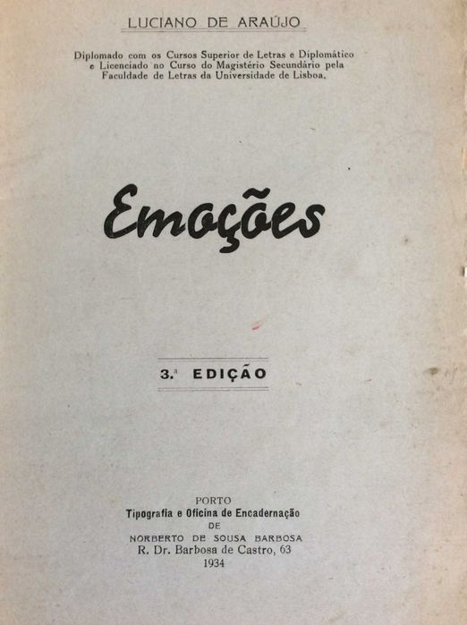 Excelente preço - Livro 12 - Luciano de Araújo.  Emoções ( Poesia ) Porto, 1934
