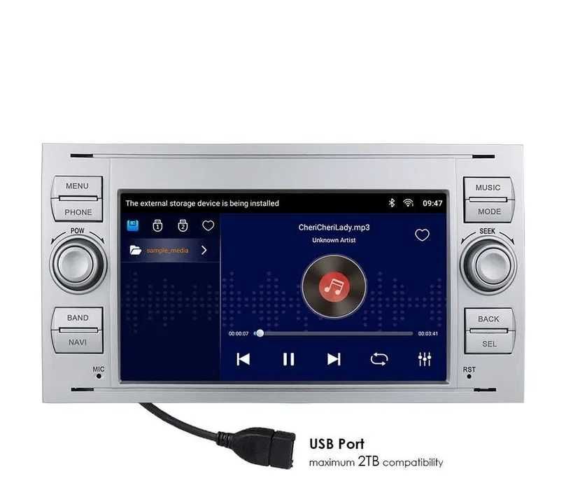 Radio Android Ford Focus Mondeo Smax Cmax Galaxy czarny/srebrny