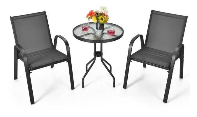 Krzesła Ogrodowe Zestaw Mebli 2 Szt + Stolik
