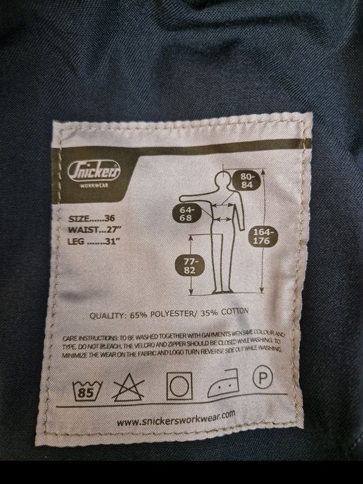 Spodnie Snickers do pasa rozmiar S 36