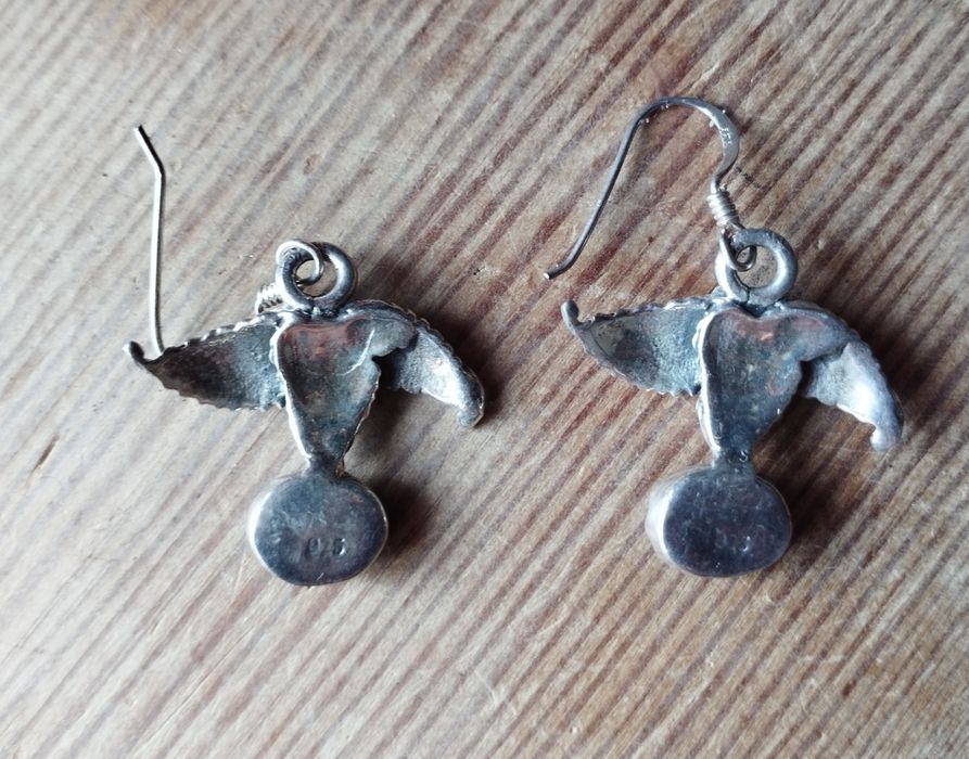 Brincos em prata de lei 925 com turquesa