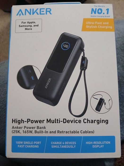 Powerbank Anker Ultra-Fast 25000mAh 165W Wbudowany kabel USB-C Czarny