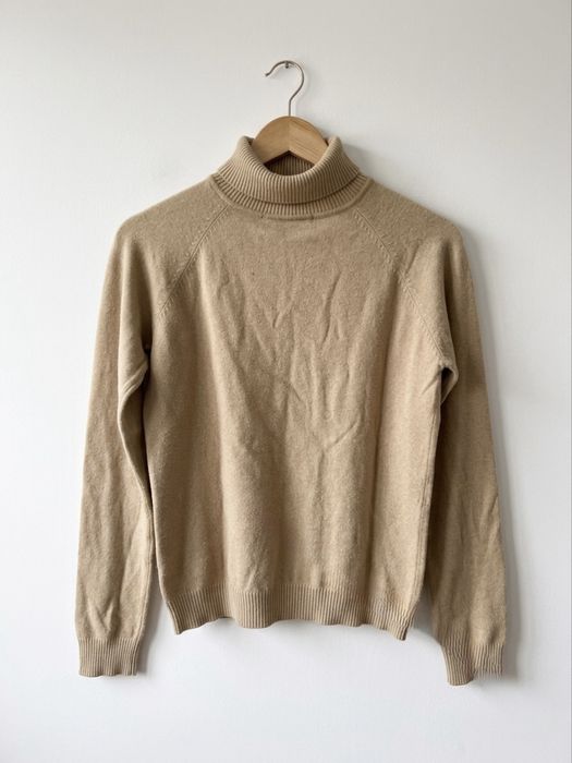 Beżowy sweter golf Zara nude brązowy S bawełna