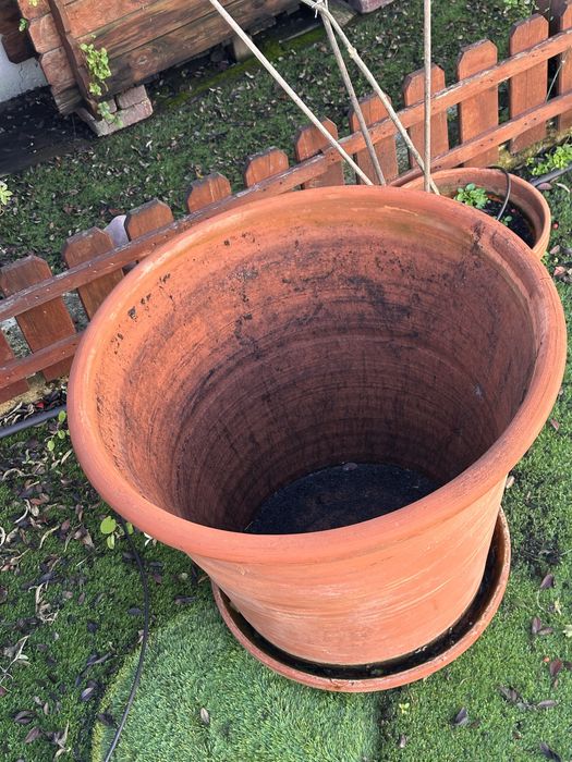 Vaso grande em terracota com prato