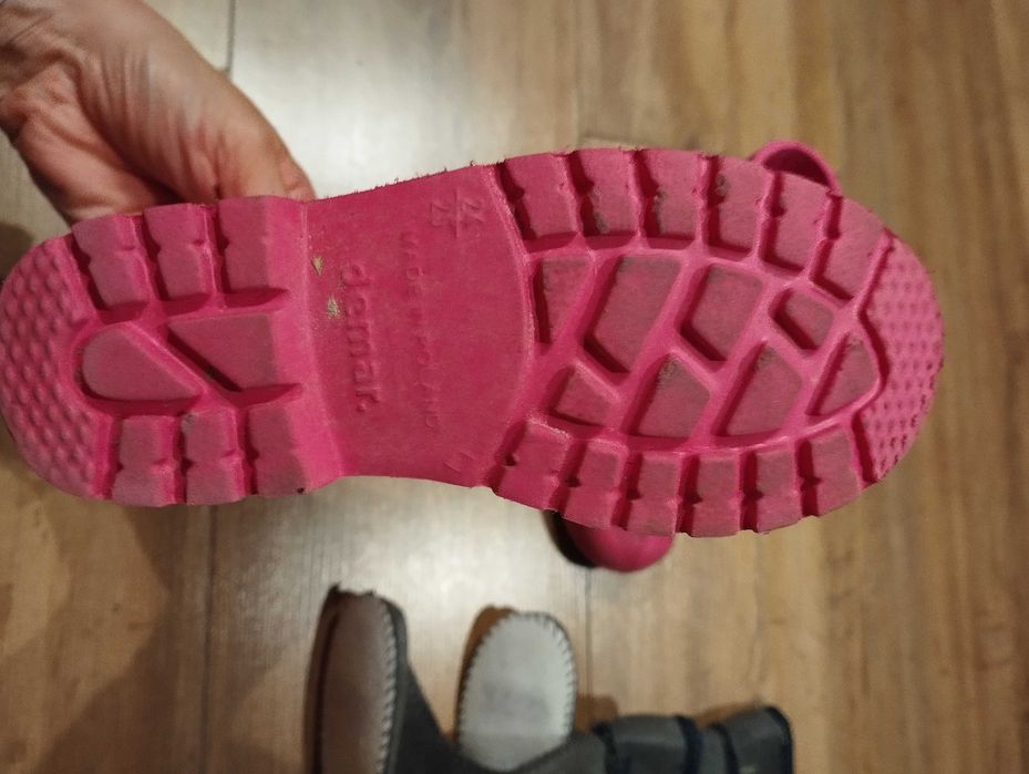 Różowe ocieplane piankowe lekkie kalosze Demar 24