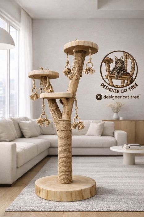 Когтеточка для кота з натурального дерева ЕКО 110 см