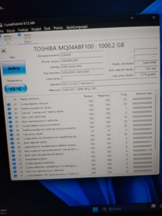 Dysk hdd 1tb 2,5 #w43