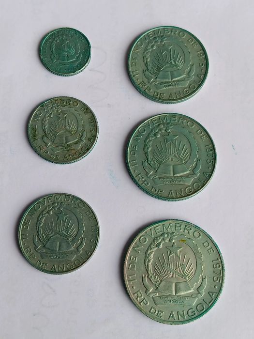 6 moedas de 1975 Kuanzas de Angola