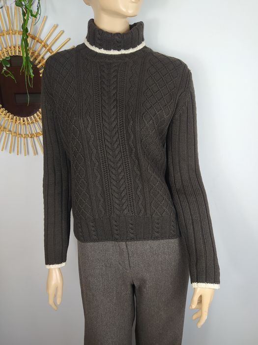 Brązowy wełniany golf merino XL