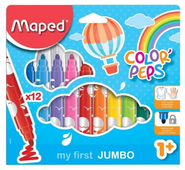 Flamastry Colorpeps maxi trójkątne 12 kolorów MAPE Maped pudełko,
