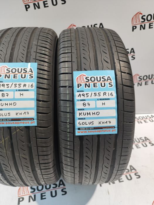 2 pneus semi novos 195-55R16 kumho - Oferta dos portes 85 Euros