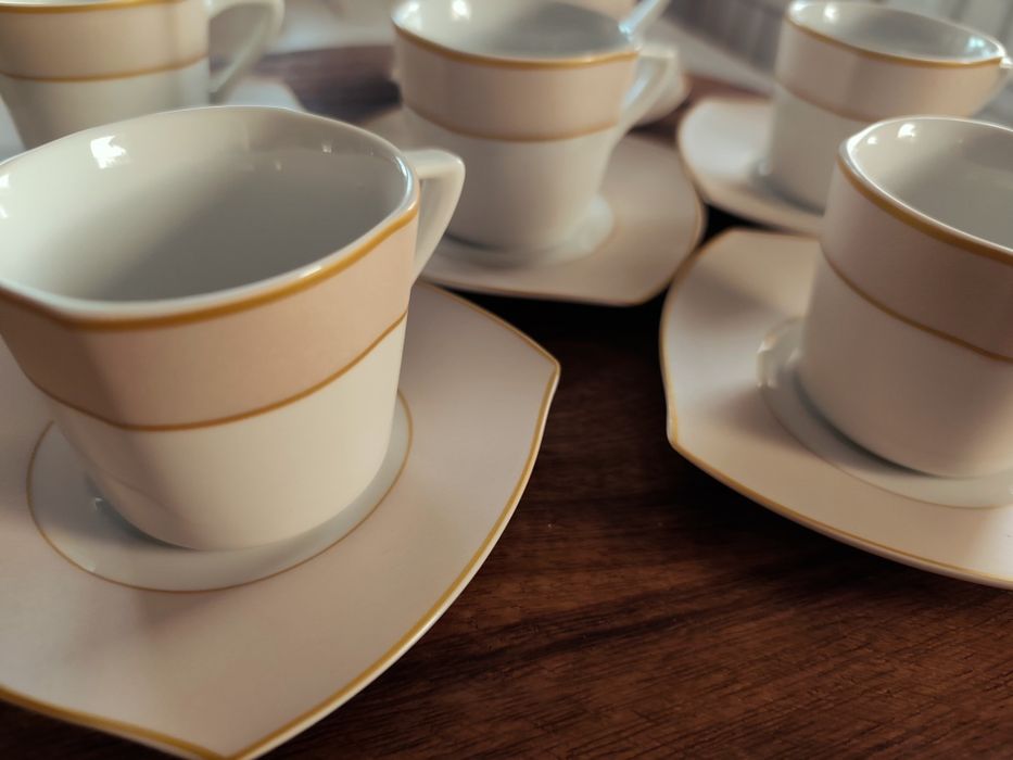 Zestaw ceramiczny do espresso filiżanki spodki talerze po 6 sztuk