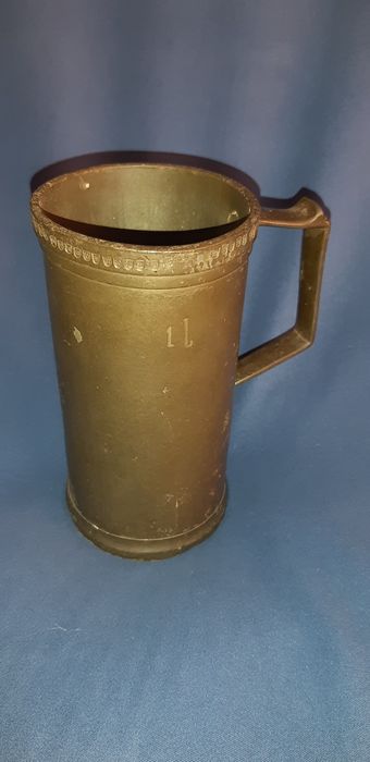 Kufel duża miarka cyna 1L XVIII/XIXw cechy legalizacje