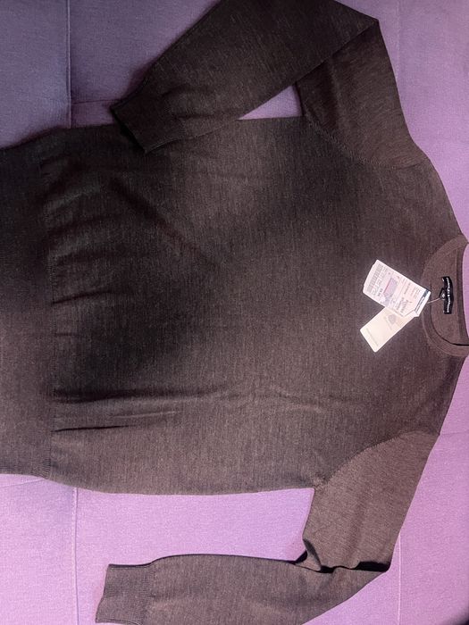 Светер з мериносовоі вовни 44 46 с м сірий коричневий