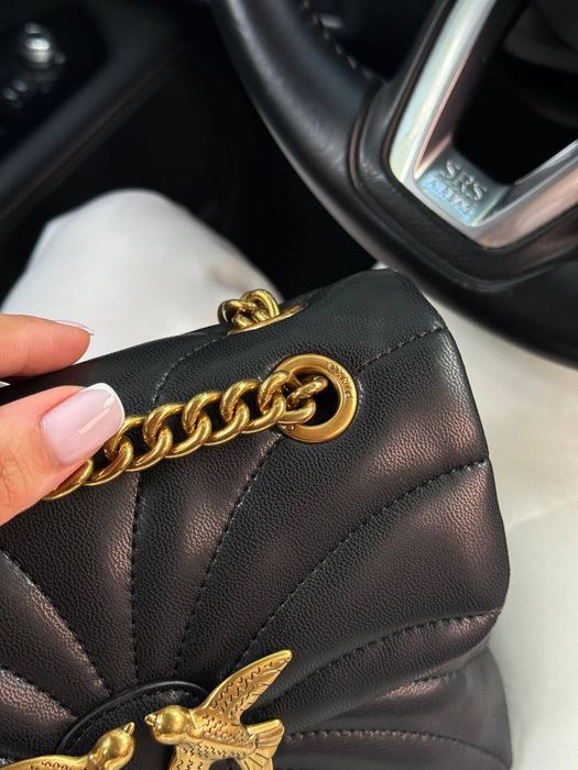 Сумка Pinko Love Bag / сумочка пінко лав беґ чорна біла