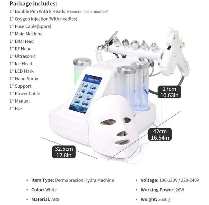 Máquina de beleza 8 em 1 para rejuvenescimento da pele com jato