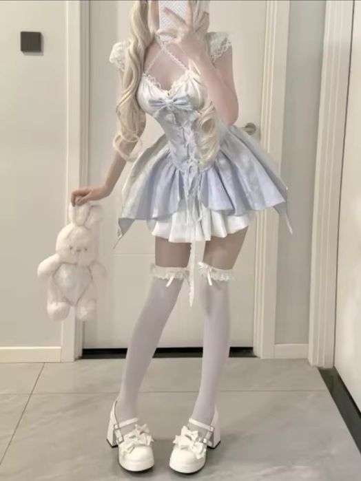 Sukienka mini z kokardą lolita harajuku cos