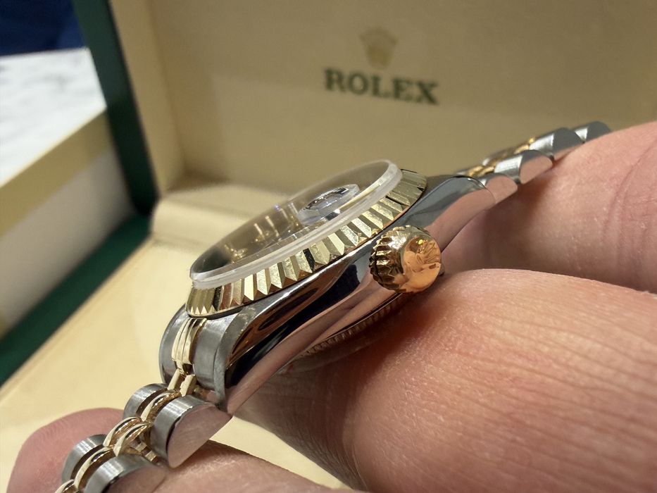 Rolex Datejust 26 mm stal/złoto piękna niebieska tarcza z diamentami