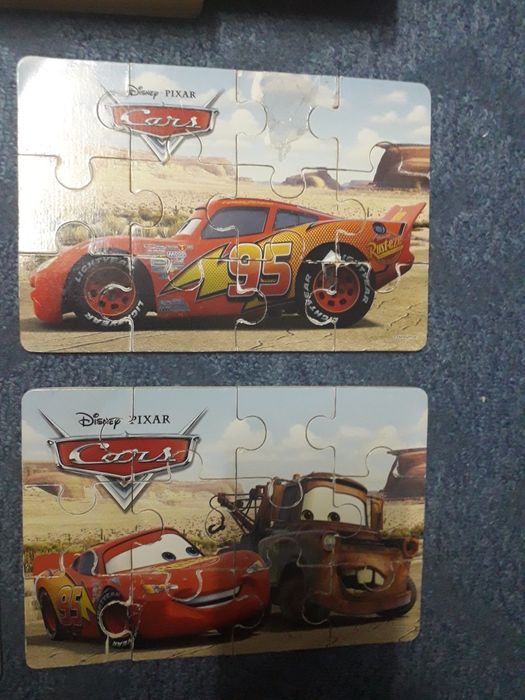 Пазлы Тачки набор  4 по 12 штук дерево