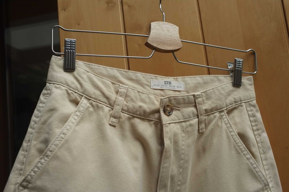 Stradivarius STR spodnie cargo bojówki wysoki stan proste nogawki 36