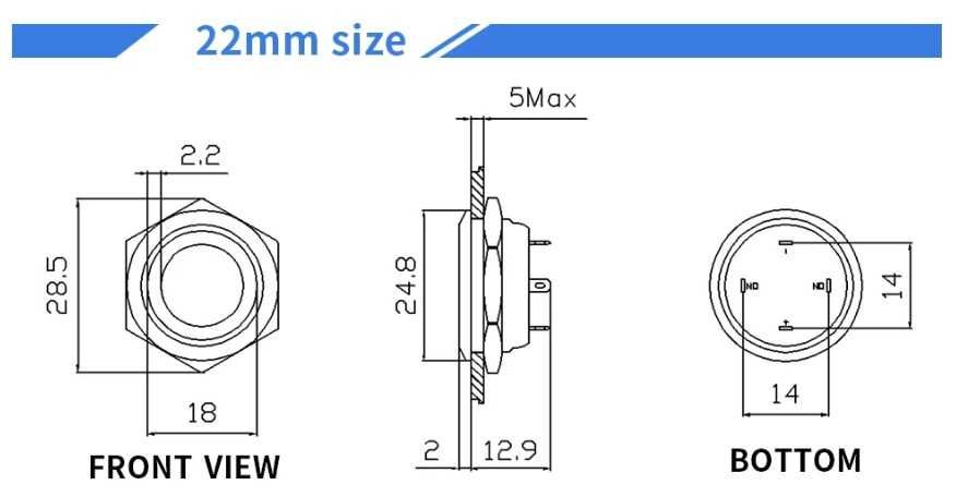Botões de pressão aço inox 22mm e 30mm (NOVOS)