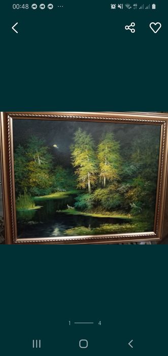 Картина маслом на холсте.Тема: " Вечерний лес,"