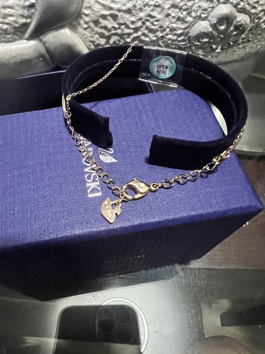 Swarovsky Bracelete Hyperbola Infinity, Branca, Lacado a rosa dourado