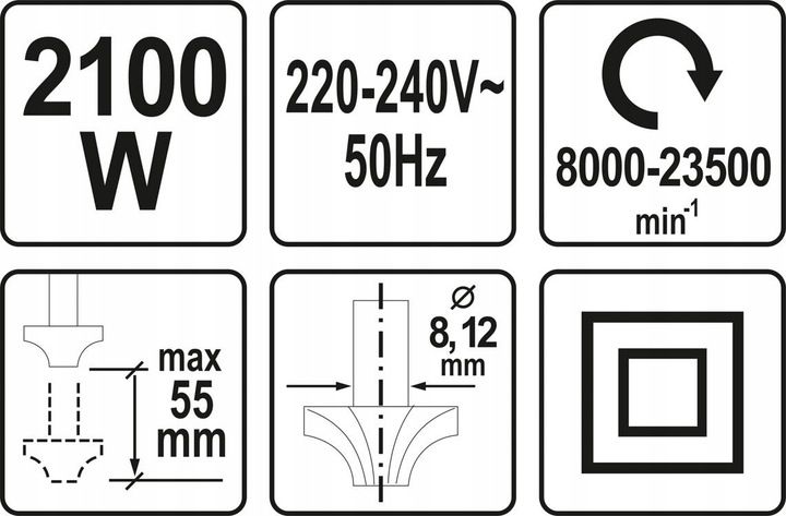 Yato Frezarka Górnowrzecionowa Elektryczna 2100w Do Drewna Frezy 8, 12