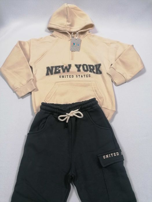 Ciepły Dres dziecięcy New York Bluza spodnie komplet zestaw wiek 7-8