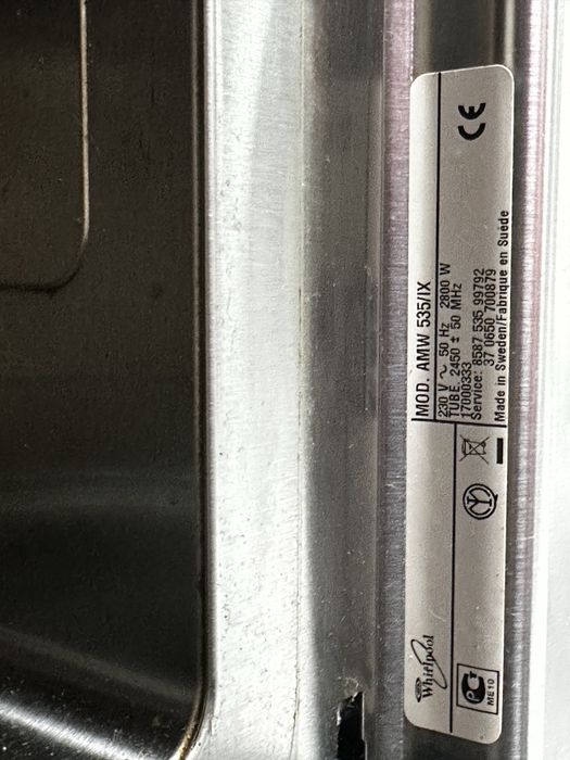 Вбудована мікрохвильовка Whirlpool AMW 535/IX 40л (гриль + конвекція + пар) — ідеальний стан!