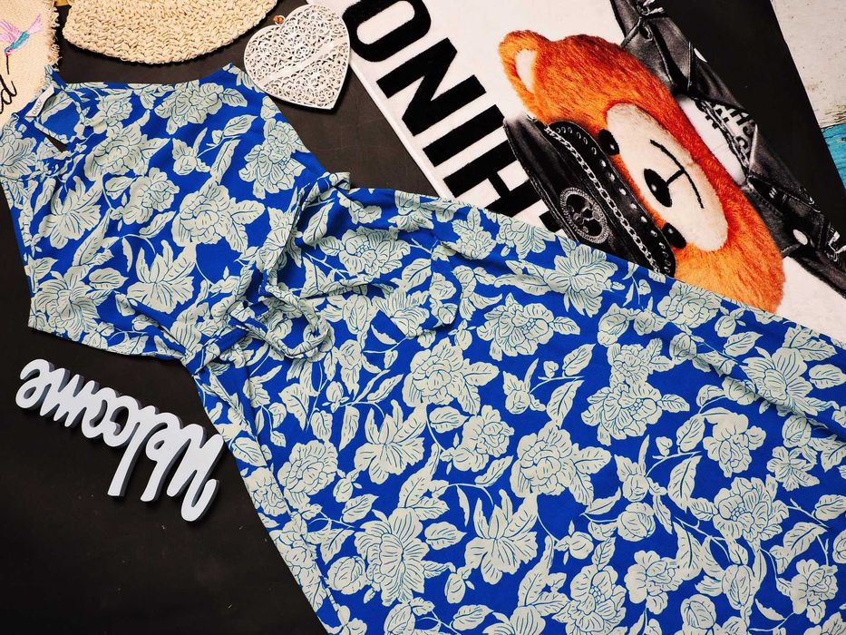 Only długa zwiewna sukienka pasek kwiaty S