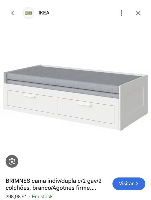 Cama IKEA BRIMNES branca com 2 gavetões + 1 colchao