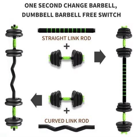 Halteres 40Kg + barra W + barra reta
