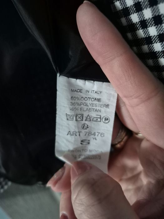 Garnitur damski made in italy w kratkę czarno biały marynarka  spodnie