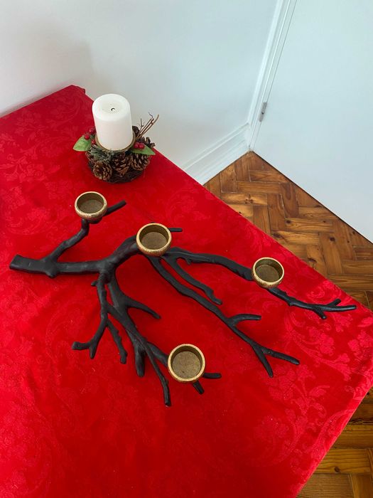Suporte para velas metal - decoração natalícia preto e dourado (novo)