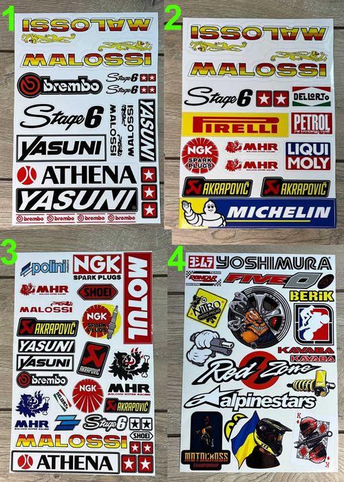 Наклейки на мото пластик. Спонсор пак вінілові