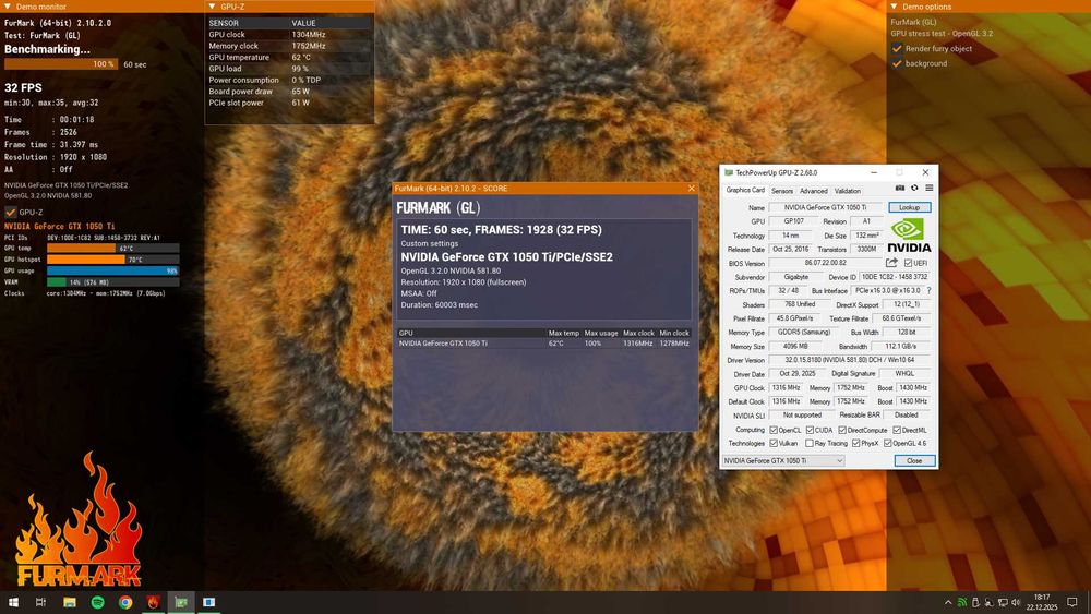 GTX 1050 Ti 4GB NVIDIA – karta graficzna, w pełni sprawna