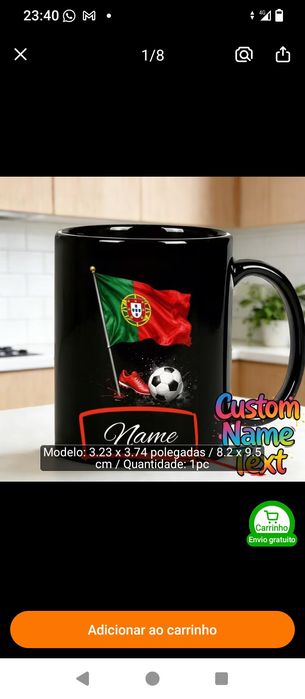 Canecas personalizadas Seleção Portuguesa ou CR7