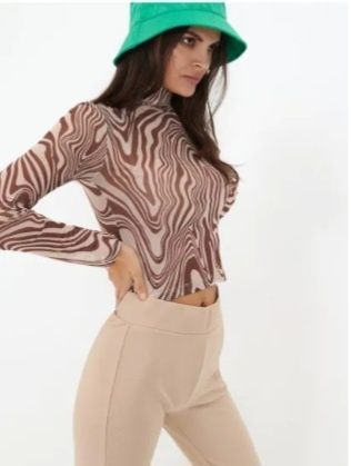 Лонгслив с воротником-стойкой