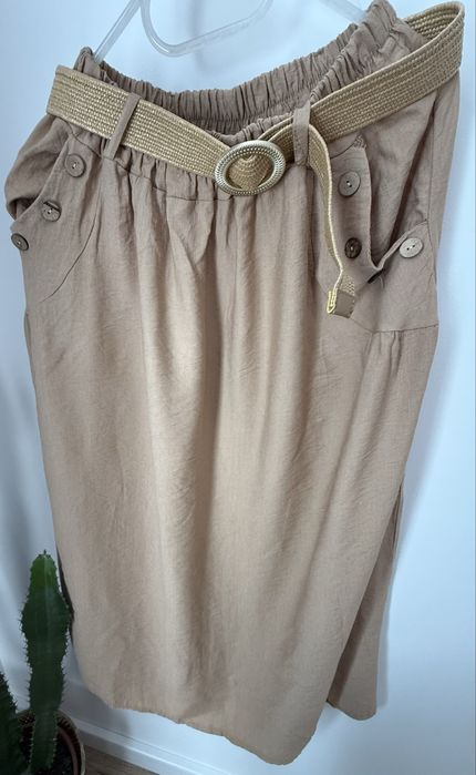 Długa spódnica, na gumkę, kieszenie, wiskoza