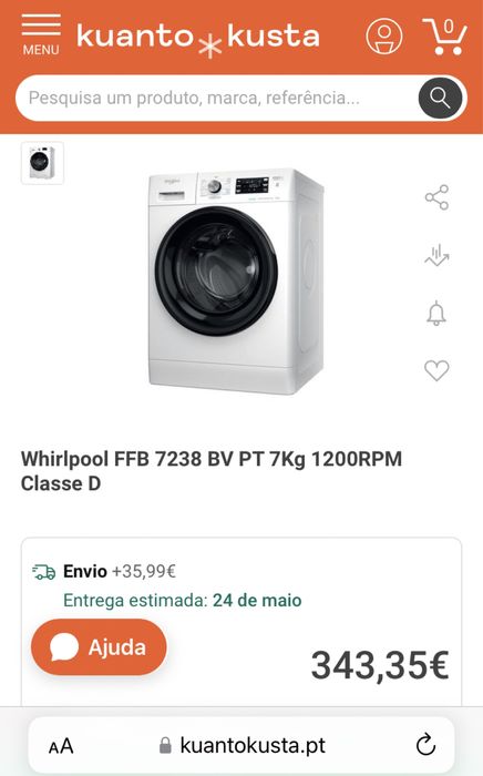 Whirlpool FFB 7238 BV PT 7Kg máquina lavar roupa