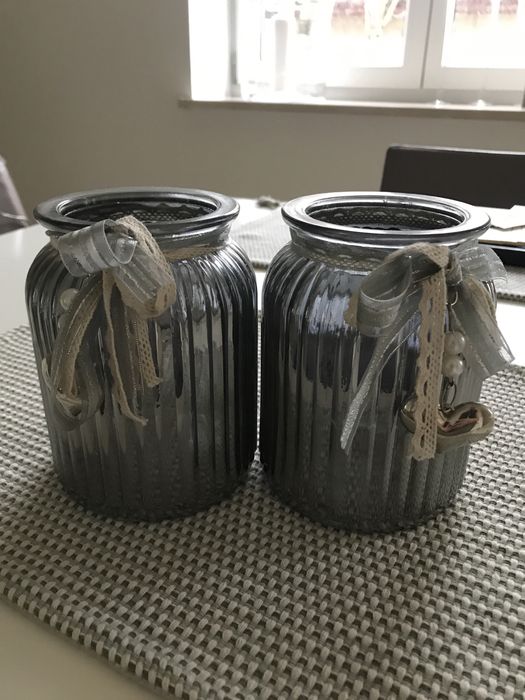 Dekoracja domu słoiki dekoracyjne szkalne srebrne 15 cm