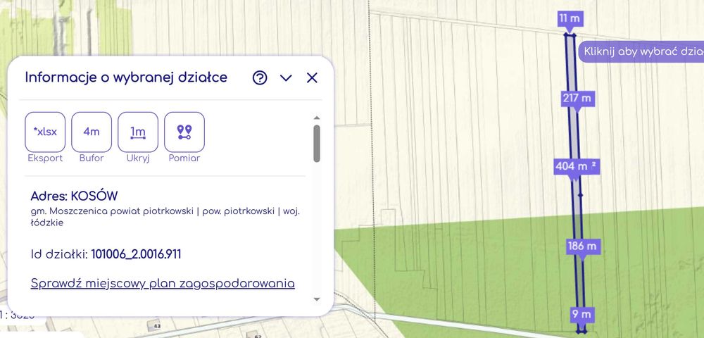 Działka rolna 4300 m2 Kosów