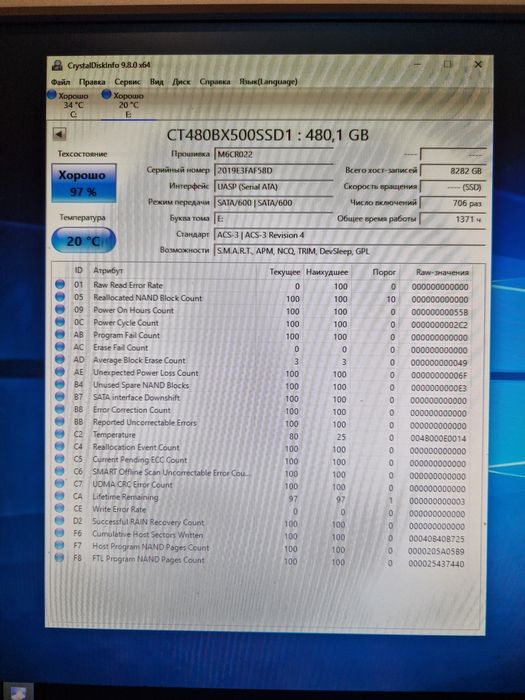Диски ssd Crucial 480gb sata3 Стан гарний для ноутбука або ПК