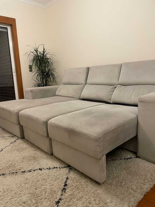 Sofá com chaise longue (1 chaise fixa + 2 extensiveis) 250x160cm
