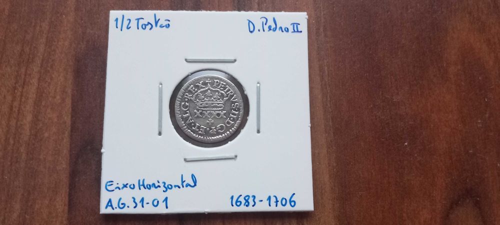 Moeda 1/2 Tostão D. Pedro II