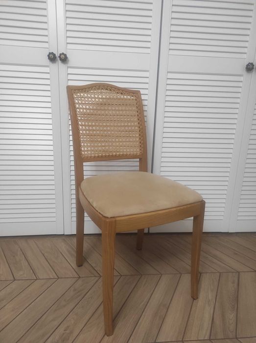 Krzesła dębowe, drewno + plecionka wiedeńska 4 sztuki