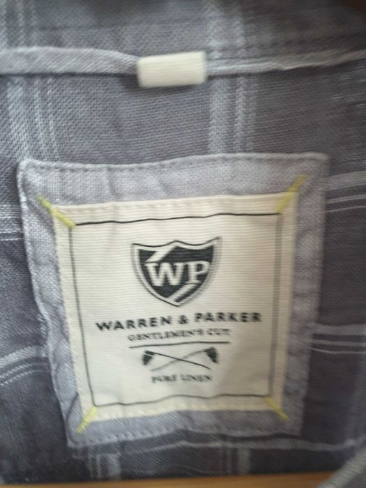 Szara koszula 100% len lniana Warren & Parker M