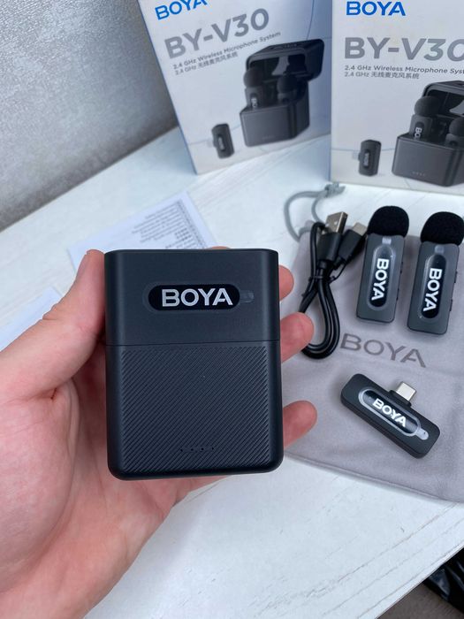 BOYA BY-V30 Бездротовий мікрофон USB-C для Android/Iphone | 2 петлички + кейс | TikTok YouTube Instagram