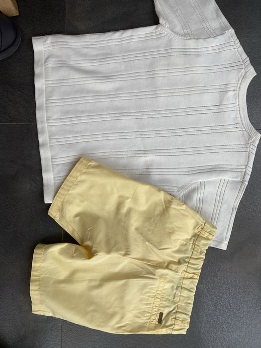 Tshirt dzianinowy + spodenki H&M bawełna 128 cm - stan idealny